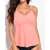 image:imageWomens Flowy Tankini Tops Only  Twist V Neck Swimsuit Bathing Suits  Flowy Aline top to comfortably hide the belly Adjustable straps with elegant metal accentsCoral Pink