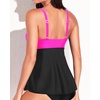 image:imageWomens Flowy Tankini Tops Only  Twist V Neck Swimsuit Bathing Suits  Flowy Aline top to comfortably hide the belly Adjustable straps with elegant metal accentsBlack  Pink