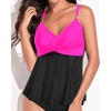 image:imageWomens Flowy Tankini Tops Only  Twist V Neck Swimsuit Bathing Suits  Flowy Aline top to comfortably hide the belly Adjustable straps with elegant metal accentsBlack  Pink