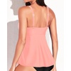 image:imageWomens Flowy Tankini Tops Only  Twist V Neck Swimsuit Bathing Suits  Flowy Aline top to comfortably hide the belly Adjustable straps with elegant metal accentsCoral Pink