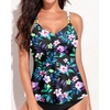 image:imageWomens Flowy Tankini Tops Only  Twist V Neck Swimsuit Bathing Suits  Flowy Aline top to comfortably hide the belly Adjustable straps with elegant metal accentsBlack Floral