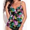 image:imageWomens Flowy Tankini Tops Only  Twist V Neck Swimsuit Bathing Suits  Flowy Aline top to comfortably hide the belly Adjustable straps with elegant metal accentsColorful Floral