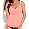 image:imageWomens Flowy Tankini Tops Only  Twist V Neck Swimsuit Bathing Suits  Flowy Aline top to comfortably hide the belly Adjustable straps with elegant metal accentsCoral Pink