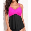 image:imageWomens Flowy Tankini Tops Only  Twist V Neck Swimsuit Bathing Suits  Flowy Aline top to comfortably hide the belly Adjustable straps with elegant metal accentsBlack  Pink
