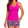 image:imageTalisea Womens Tankini Bathing Suits with Skirt Two Piece Tummy Control Swimsuits Ladies SwimwearHot Pink Floral With Shorts