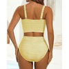 image:imageHigh Waisted Bandeau Bikini Set  Ribbed Strapless Two Piece Swimsuit  Secure bandeau top with straps High waist bottom for comfortable coverage Full coverage back for confident wearLight Yellow