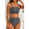 image:imageHigh Waisted Bandeau Bikini Set  Ribbed Strapless Two Piece Swimsuit  Secure bandeau top with straps High waist bottom for comfortable coverage Full coverage back for confident wearContrast Colorblack