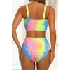 image:imageHigh Waisted Bandeau Bikini Set  Ribbed Strapless Two Piece Swimsuit  Secure bandeau top with straps High waist bottom for comfortable coverage Full coverage back for confident wearColorful Tie Dye