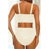 image:imageHigh Waisted Bandeau Bikini Set  Ribbed Strapless Two Piece Swimsuit  Secure bandeau top with straps High waist bottom for comfortable coverage Full coverage back for confident wearContrast Colorbeige
