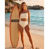 image:imageHigh Waisted Bandeau Bikini Set  Ribbed Strapless Two Piece Swimsuit  Secure bandeau top with straps High waist bottom for comfortable coverage Full coverage back for confident wearBeige