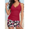 image:imageTankini Bathing Suits with Skirt Two Piece Tummy Control Twist Swimsuits  Adjustable StrapsSlimming Ruching DesignChic Twist Front and VNeckBuiltIn Safety BriefRed Flowers