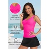 image:imageTankini Bathing Suits with Skirt Two Piece Tummy Control Twist Swimsuits  Adjustable StrapsSlimming Ruching DesignChic Twist Front and VNeckBuiltIn Safety BriefHot Pink Black