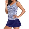 image:imageTankini Bathing Suits with Skirt Two Piece Tummy Control Twist Swimsuits  Adjustable StrapsSlimming Ruching DesignChic Twist Front and VNeckBuiltIn Safety BriefBlue Stripe