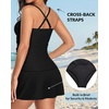 image:imageTankini Bathing Suits with Skirt Two Piece Tummy Control Twist Swimsuits  Adjustable StrapsSlimming Ruching DesignChic Twist Front and VNeckBuiltIn Safety BriefBlack