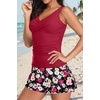 image:imageTankini Bathing Suits with Skirt Two Piece Tummy Control Twist Swimsuits  Adjustable StrapsSlimming Ruching DesignChic Twist Front and VNeckBuiltIn Safety BriefRed Flowers