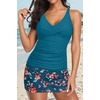 image:imageTankini Bathing Suits with Skirt Two Piece Tummy Control Twist Swimsuits  Adjustable StrapsSlimming Ruching DesignChic Twist Front and VNeckBuiltIn Safety BriefBlue Floral