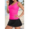 image:imageTankini Bathing Suits with Skirt Two Piece Tummy Control Twist Swimsuits  Adjustable StrapsSlimming Ruching DesignChic Twist Front and VNeckBuiltIn Safety BriefHot Pink Black