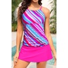 image:imageTankini Bathing Suits with Skirt Two Piece Tummy Control Twist Swimsuits  Adjustable StrapsSlimming Ruching DesignChic Twist Front and VNeckBuiltIn Safety BriefPink Striped 01