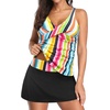 image:imageTankini Bathing Suits with Skirt Two Piece Tummy Control Twist Swimsuits  Adjustable StrapsSlimming Ruching DesignChic Twist Front and VNeckBuiltIn Safety BriefColorful Stripes