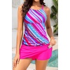 image:imageTankini Bathing Suits with Skirt Two Piece Tummy Control Twist Swimsuits  Adjustable StrapsSlimming Ruching DesignChic Twist Front and VNeckBuiltIn Safety BriefPink Striped 01
