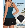image:imageTankini Bathing Suits with Skirt Two Piece Tummy Control Twist Swimsuits  Adjustable StrapsSlimming Ruching DesignChic Twist Front and VNeckBuiltIn Safety BriefTeal and Black