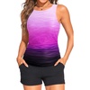 image:imageTankini Swimsuits with Shorts  Tummy Control Bathing Suits with Pockets  Highneck tankini offers modest coverage Flattering ruched front hides belly Two side pockets for essentialsPurple Gradient