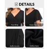 image:imagePlus Size Formal Dress Wedding Guest Chiffon V Neck Ruffle Long Dress Women  Women Plus Size Formal Evening Dress Chiffon Wedding Guest Long Dresses Short Sleeves Bridesmaid Dress Elegant Prom GownBlack