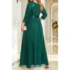 image:imagePlus Size Formal Dresses V Neck 34 Sleeve Sequin Prom Evening Maxi Dress  Sequin fabric V neck 34 sleeve design plus size formal prom wedding guest evening dressGreen