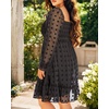 image:imagePlus Size Square Neck Puff Sleeve Swiss Dot Graduation Dress  Swiss dot chiffon  square neck  puff sleeves  smocked bodice  tiered ruffle hem  flowy short dressBlack Long Sleeve