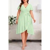 image:imagePlus Size Summer Dress  Casual Midi Eyelet V Neck A Line Dress for Women  Plus size casual dress breathable eyelet material short sleeve wrap Vneck with belt and Aline style for curvy womenSage Green