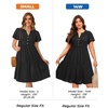image:imagePlus Size Summer Dress Casual Boho Button Up Tiered Midi Sundress Women  Plus Size Summer Casual Dress Curvy Women Flowy Boho Beach Vacation Sundress Eyelet Short Sleeve V Neck Tiered Midi DressesBlack Eyelet