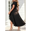 image:imagePlus Size Wedding Guest Dress Formal Split V Neck Maxi Dress for Women  Formal cocktail party maxi dresslong dress with beltruffle Vneck with highlow split hem for curvy womenBlack