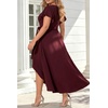 image:imagePlus Size Wedding Guest Dress Formal Split V Neck Maxi Dress for Women  Formal cocktail party maxi dresslong dress with beltruffle Vneck with highlow split hem for curvy womenBurgundy