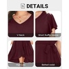 image:imagePlus Size Wedding Guest Dress Formal Split V Neck Maxi Dress for Women  Formal cocktail party maxi dresslong dress with beltruffle Vneck with highlow split hem for curvy womenBurgundy