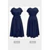 image:imagePlus Size Wedding Guest Dress Formal Split V Neck Maxi Dress for Women  Formal cocktail party maxi dresslong dress with beltruffle Vneck with highlow split hem for curvy womenNavy Blue