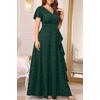 image:imageTalisea Plus Size Formal V Neck Ruffle Sleeve High Slit Evening Maxi Dress  Stretch fabric  sparkly or solid  V neck  ruffle sleeves  high slit  flowy maxi  formal evening wearSparkly Green
