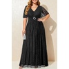 image:imageTalisea Plus Size Sequin Short Sleeve Formal Wedding Guest Maxi Dress  Sparkly sequin  short sleeves  floor length  empire waist  Aline silhouette  elegant maxi designBlack