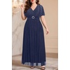 image:imageTalisea Plus Size Sequin Short Sleeve Formal Wedding Guest Maxi Dress  Sparkly sequin  short sleeves  floor length  empire waist  Aline silhouette  elegant maxi designNavy Blue