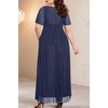 image:imageTalisea Plus Size Sequin Short Sleeve Formal Wedding Guest Maxi Dress  Sparkly sequin  short sleeves  floor length  empire waist  Aline silhouette  elegant maxi designNavy Blue