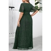 image:imageTalisea Plus Size Sequin Short Sleeve Formal Wedding Guest Maxi Dress  Sparkly sequin  short sleeves  floor length  empire waist  Aline silhouette  elegant maxi designGreen
