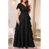 image:imageTalisea Plus Size Sparkly Black V Neck Ruffle Sleeve High Slit Maxi Dress  Sparkly stretch fabric  V neck  ruffle sleeves  high slit  flowy maxi  wedding guest  prom  cocktail