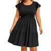 image:imageTalisea Plus Size Summer Dresses for Women Casual Short Dress  Flutter Sleeve  V neck  pockets  summer casual Short BabydollBlack
