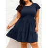 image:imageTalisea Plus Size Summer Dresses for Women Casual Short Dress  Flutter Sleeve  V neck  pockets  summer casual Short BabydollNavy Blue