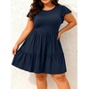 image:imageTalisea Plus Size Summer Dresses for Women Casual Short Dress  Flutter Sleeve  V neck  pockets  summer casual Short BabydollNavy Blue