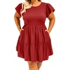 image:imageTalisea Plus Size Summer Dresses for Women Casual Short Dress  Flutter Sleeve  V neck  pockets  summer casual Short BabydollRed