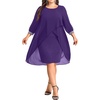 image:imageTalisea Plus Size Wedding Guest Dress  Glitter Cape Sleeve Cocktail Dress  Elegant chiffon cape 34 sleeves glitter evening party cocktail dress formal church style for curvy wedding guestsPurple