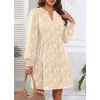 image:imageWomens V Neck Floral Babydoll Tiered Tunic Dress  V neck  textured floral  tiered babydoll  flowy tunic  fall summer casual dressApricot