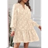 image:imageWomens V Neck Floral Babydoll Tiered Tunic Dress  V neck  textured floral  tiered babydoll  flowy tunic  fall summer casual dressApricot