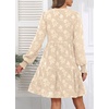 image:imageWomens V Neck Floral Babydoll Tiered Tunic Dress  V neck  textured floral  tiered babydoll  flowy tunic  fall summer casual dressApricot