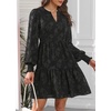 image:imageWomens V Neck Floral Babydoll Tiered Tunic Dress  V neck  textured floral  tiered babydoll  flowy tunic  fall summer casual dressBlack